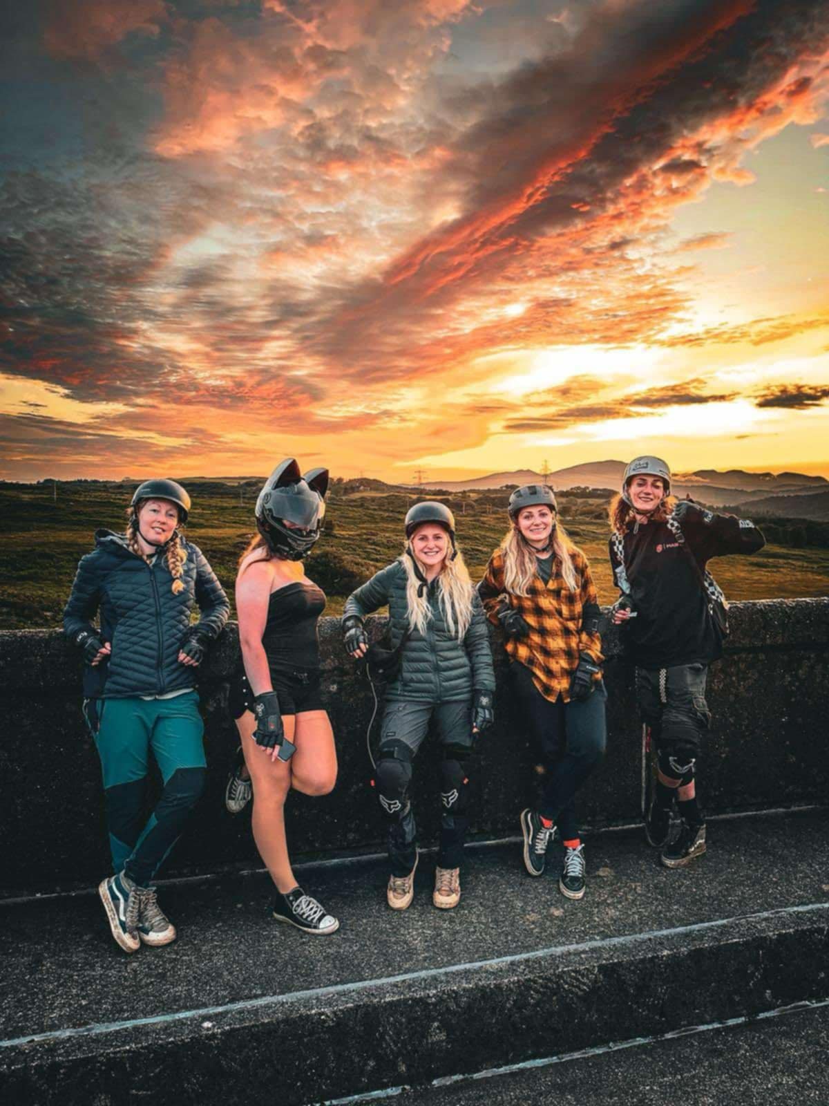 Girls ride at sunset