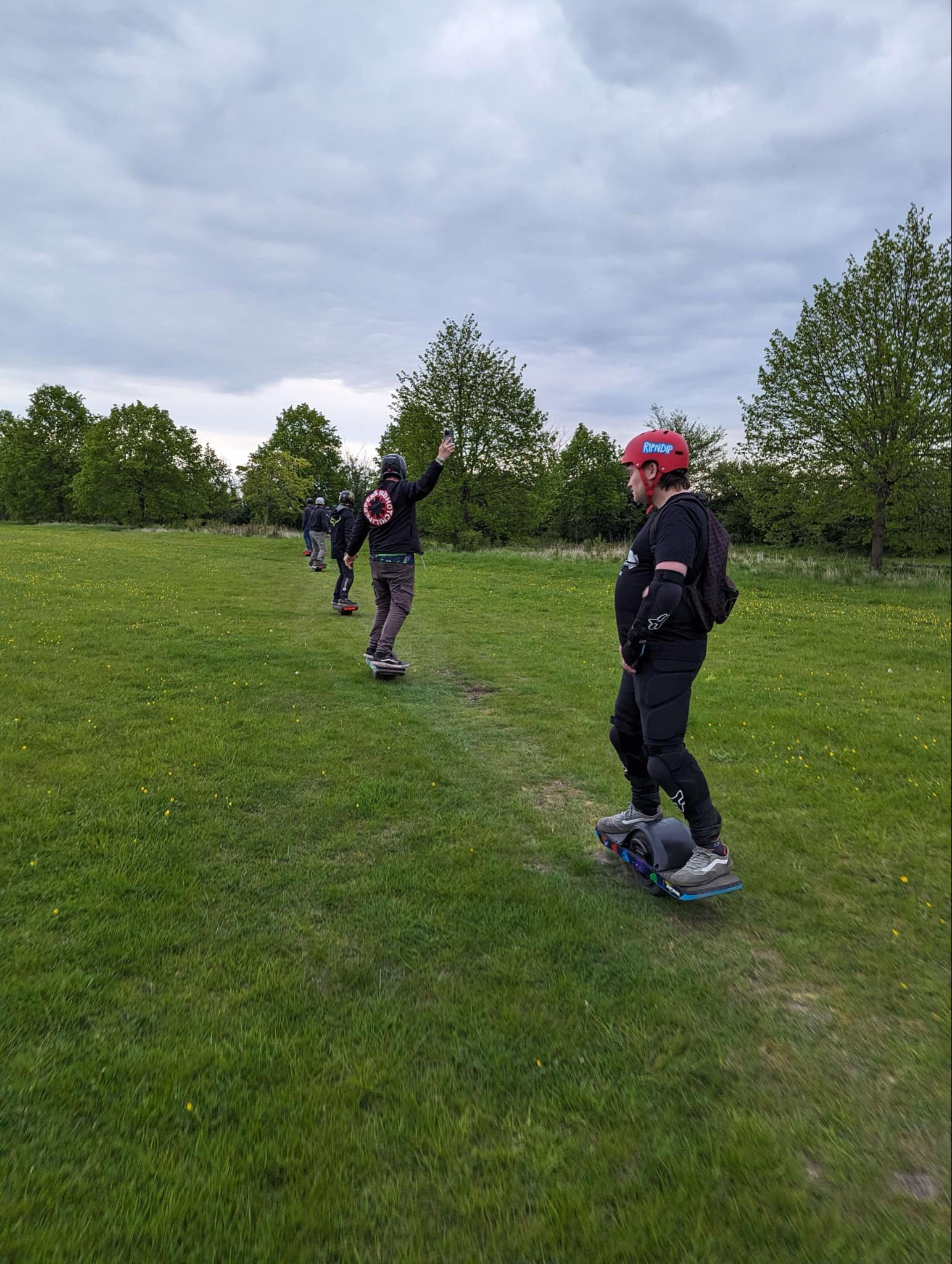 Group ride across the grass